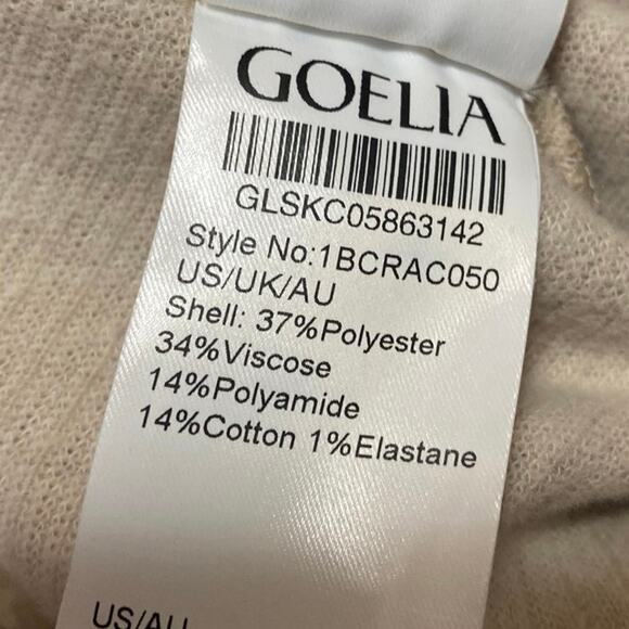 Goelia Brown Tan Rib Knit Asymmetric Hem Long Sleeve Pullover Sweater Top Size S - Picture 4 of 4